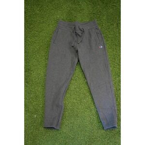 Champions Jogger Pants Mens M Gray Fleece Lined Logo‎ Tapered Leg Drawstring